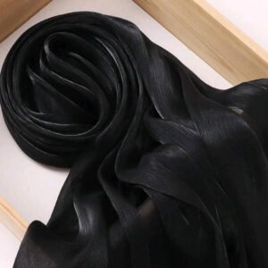 Premium Soft Shimmer Hijab Head Scarf for Islamic Muslim Hair Wraps Women Lightweight Scarves Sheer Crepe Shawl - Black