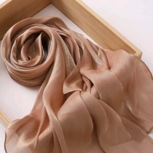 Premium Soft Shimmer Hijab Head Scarf for Islamic Muslim Hair Wraps Women Lightweight Scarves Sheer Crepe Shawl - Brown