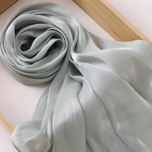 Premium Soft Shimmer Hijab Head Scarf for Islamic Muslim Hair Wraps Women Lightweight Scarves Sheer Crepe Shawl - Light Green