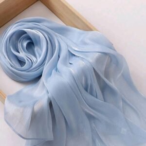 Premium Soft Shimmer Hijab Head Scarf for Islamic Muslim Hair Wraps Women Lightweight Scarves Sheer Crepe Shawl - Sky Blue