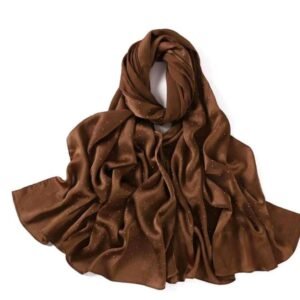 Premium Soft Shimmer Hijab Head Scarf for Islamic Muslim Hair Wraps Women Lightweight Scarves Sheer Crepe Shawl Wrap - Cherry Wood