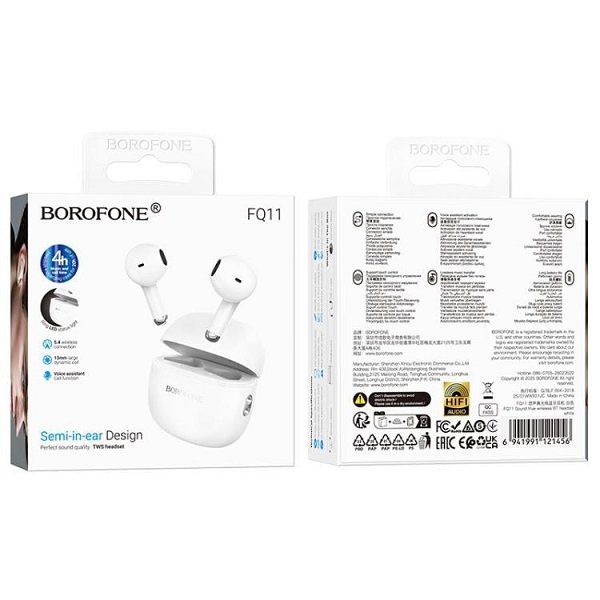 For Borofone FQ11 Sound TWS Wireless BT Headset Earbuds - White - Image 5