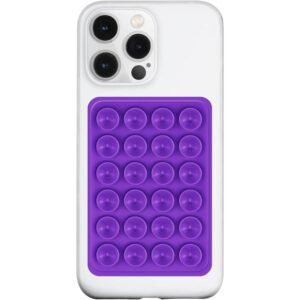 Multi-Function Silicone Suction Cup Phone Holder Double Sided 24 Suction Holder Back of Phone Multifunctional Sticky, Anti-Slip for Mirror Glass Car Selfies Videos- Purple
